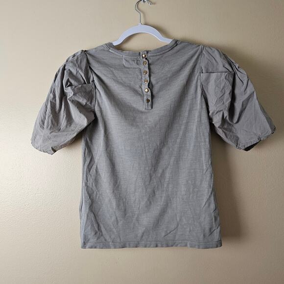 Nation LTD Puffed Sleeve Tee Shirt Green Cottagecore Size Small - Picture 2 of 7